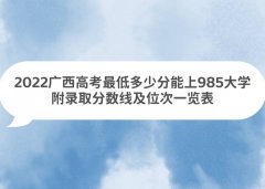 2022广西高考最低多少分能上985大学：附录取分数线及位次一览表