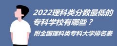 2022理科类分数最低的专科学校有哪些？附全国理科类专科大学排名